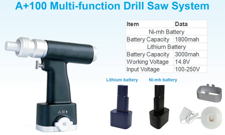 A+100 multifunctional veterinary orthopaedic power tools with 3000mAh lithium battery for animal bone surgery.